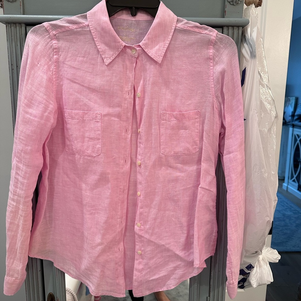 Lilly Pulitzer Light Pink Linen Shirt